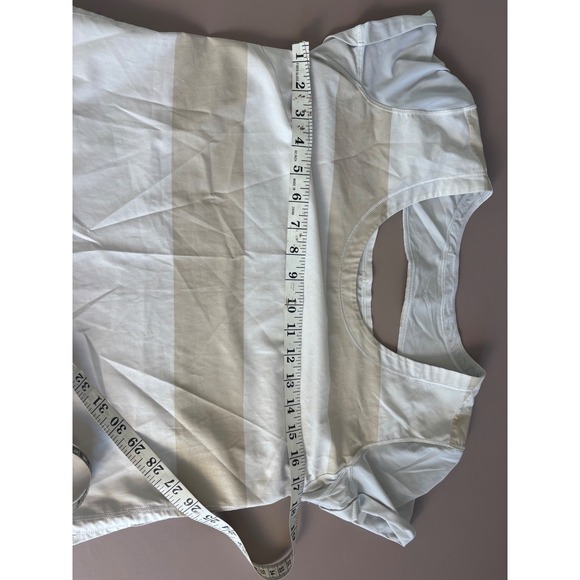 Lululemon Striped Short Sleeve Top‎ Athletic Activewear Cutout Back white beige - Picture 5 of 7